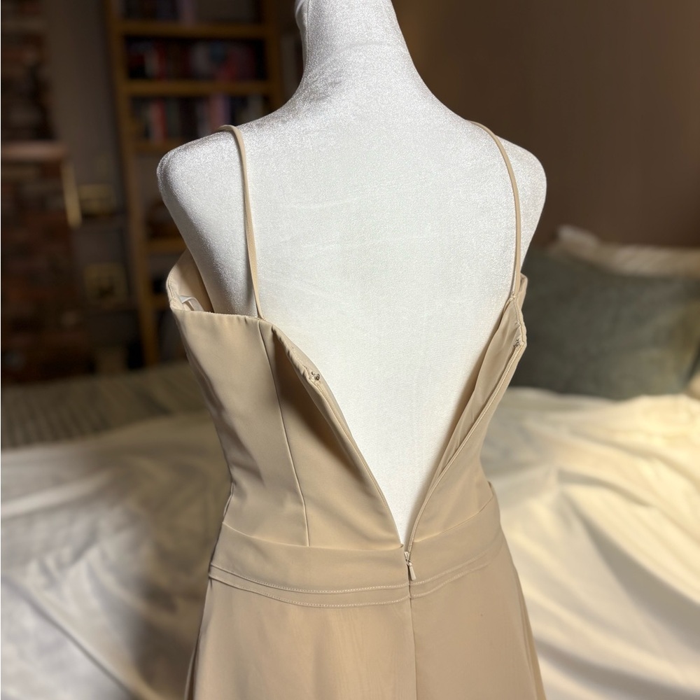 Creamy / Pale Yellow Chiffon Silk Bridesmaid Semiformal Midi Dress Women’s 6 - Picture 8 of 10